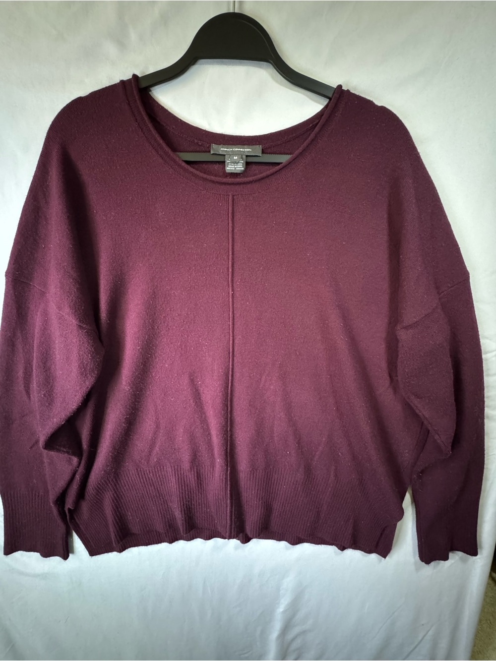 French Connection Women's M Plum Crewneck Dollman Sleeve Sweater